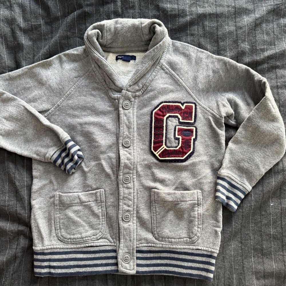 Gap Kids Shawl Collar Button Down Varsity Sweater Sweatshirt Size Medium